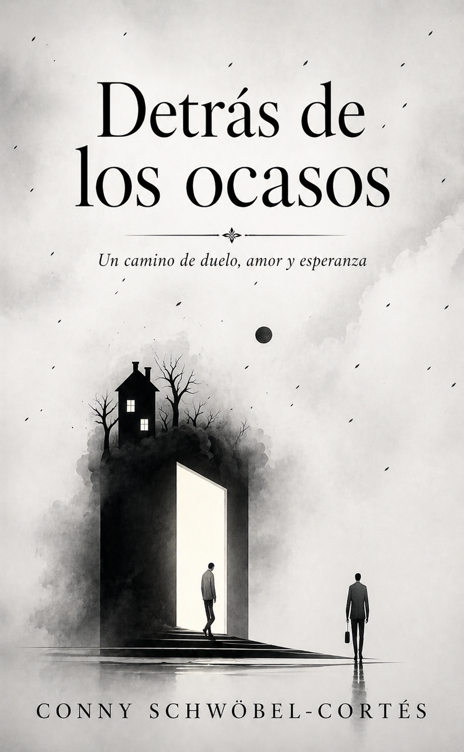 Portada del libro Detrás de los Ocasos con un ocaso tranquilo sobre el agua